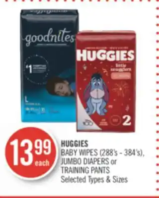 Shoppers Drug Mart Huggies baby wipes (288's - 384's) jumbo diapers offer