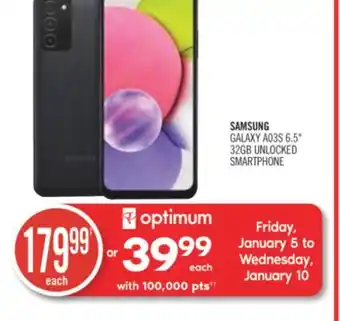 Shoppers Drug Mart Samsung galaxy a03s 6.5 32gb unlocked smartphone offer