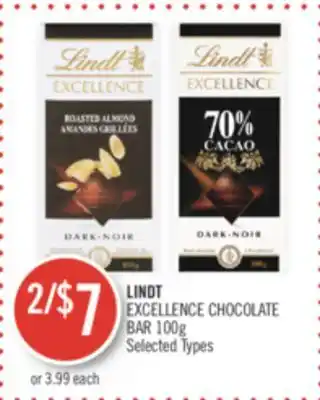Shoppers Drug Mart Lindt excellence chocolate bar offer