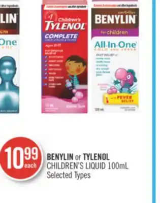 Shoppers Drug Mart Benylin or tylenol children's liquid offer