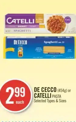 Shoppers Drug Mart De cecco (454g) or catelli pasta offer