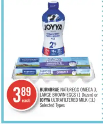 Shoppers Drug Mart Burnbrae naturegg omega 3, large brown eggs (1 dozen) or joyya ultrafiltered milk (1l) offer