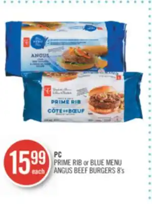 Shoppers Drug Mart Pc prime rib or blue menu angus beef burgers offer