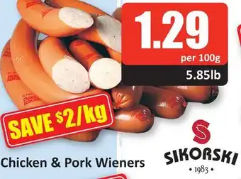 Starsky Chicken & pork wieners offer
