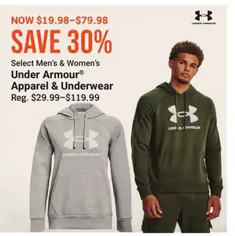 Bass Pro Select men's & women's under armour apparel & underwear offer