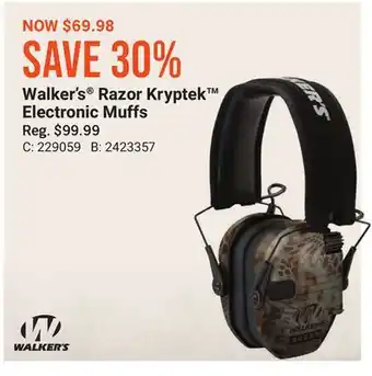 Bass Pro Walker's razor kryptek electronic muffs offer