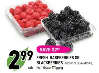 Coppa's Fresh Market Fresh raspberries or blackberries offer