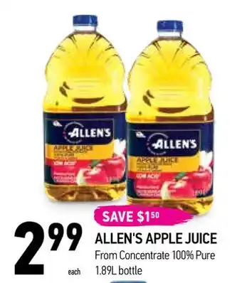 Coppa's Fresh Market Allen's apple juice offer