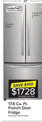 Leon's Frigidaire brushed stainless steel french door refrigerator (17.6 cu. ft.) - frfg1723av offer