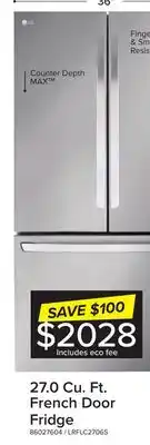 Leon's Lg stainless steel french door smart counter-depth max refrigerator (27 cu. ft.) - lrflc2706s offer
