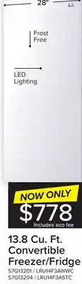 Leon's L2 white upright freezer (13.8 cu. ft.) - lru14f3awwc offer
