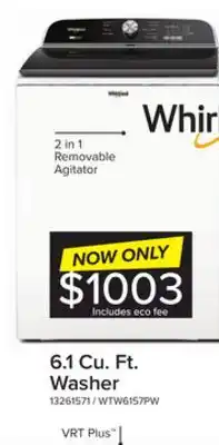 Leon's Whirlpool white top load washer (6.1 cu ft) - wtw6157pw offer