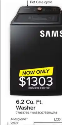 Leon's Samsung black stainless ultra capacity top load washer (6.2cu.ft) - wa54cg7550ava4 offer