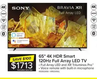 Leon's Sony bravia xr 65 x90l full array led 4k hdr google tv - xr65x90l offer