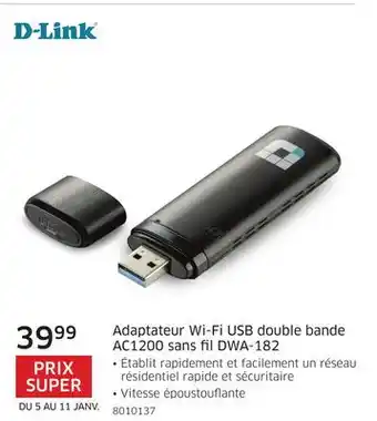 The Source Adaptateur wi-fi usb double bande ac1200 sans fil dwa-182 d-link offer