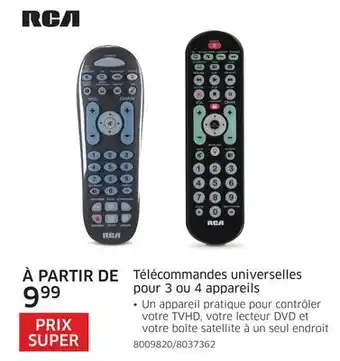The Source Télécommandes universelles pour 3 ou 4 appareils rca offer