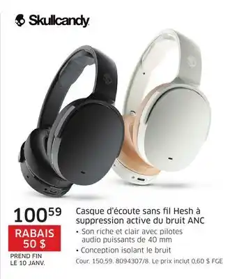 The Source Casque d'écoute sans fil hesh à suppression active du bruit anc skullcandy offer