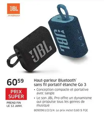 The Source Haut-parleur bluetooth sans fil portatif étanche go 3 jbl offer