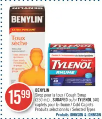 Benylin cough syrup (250 ml), sudafed or tylenol (40)