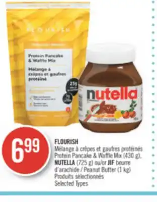 Pharmaprix Flourish protein pancake & waffle mix (430g) or nutella (225g) or jif peanut butter (1kg) offer