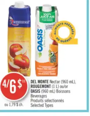 Pharmaprix Del monte nectar (960 ml), rougemont (1 l) ou/or oasis (960 ml) boissons beverages offer