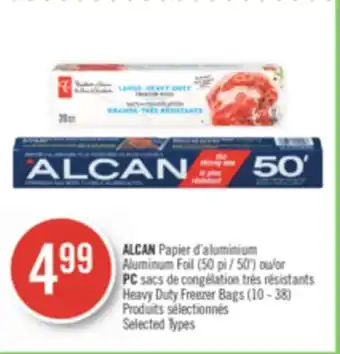 Pharmaprix Alcan papier aluminum foil (50 pi / 50') /or pc heavy duty freezer bags (10 - 38) offer