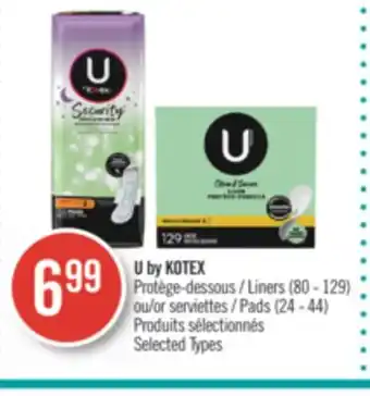 Pharmaprix U by kotex liners (80 - 129) pads (24 - 44) offer