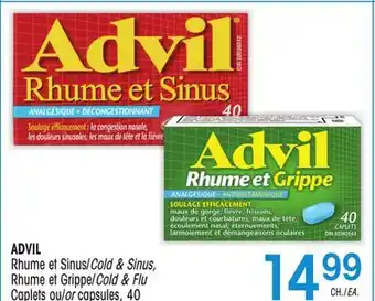 Uniprix Advil rhume et sinus/cold & sinus, rhume et grippe/cold & flu caplets ou/or capsules offer