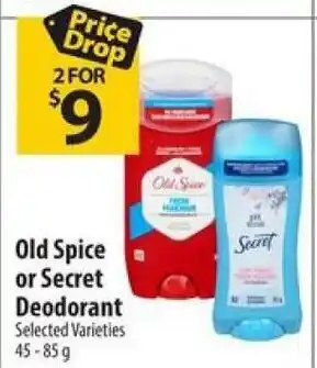 Old Spice or Secret Deodorant Selected Varieties 45-85g