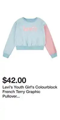 Mark's Levi's youth girl's colourblock french terry graphic pullover crewneck sweatshirt offer