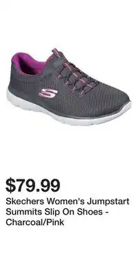 Mark's Skechers women's jumpstart summits slip on shoes - charcoal/pink offer