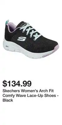 Mark's Skechers women's arch fit comfy wave lace-up shoes - black offer