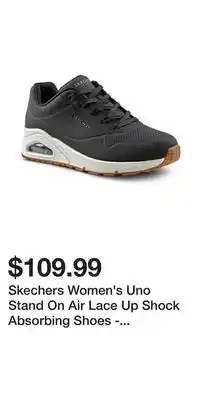 Mark's Skechers women's uno stand on air lace up shock absorbing shoes - black offer