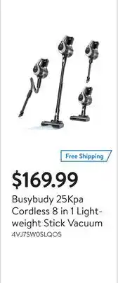 Walmart Busybudy 25kpa cordless 8 in 1 lightweight stick vacuum offer