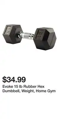 Sport Chek Evoke 15 lb rubber hex dumbbell, weight, home gym offer