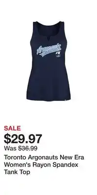 Sport Chek Toronto argonauts new era women's rayon spandex tank top offer