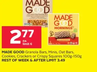 Rexall Made good granola bars, minis, oat bars, cookies, crackers or crispy squares offer