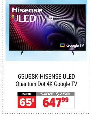 2001 Audio Video Hisense 65 uled quantum dot 4k google tv offer