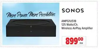 2001 Audio Video Sonos 125 watts/ch. wireless airplay amplifier offer