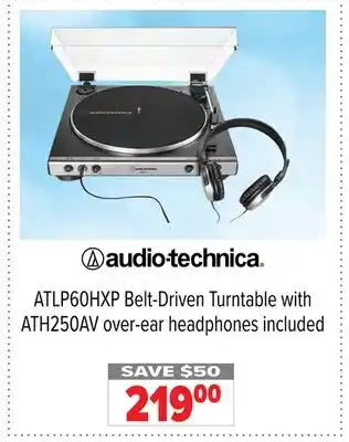 2001 Audio Video Audio-technica belt-driven turntable with ath250av over-ear headphones included offer