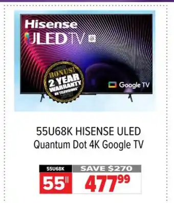 2001 Audio Video Hisense 55 uled quantum dot 4k google tv offer