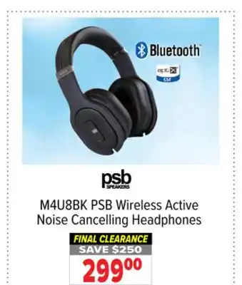 2001 Audio Video Psb wireless active noise cancelling headphones offer