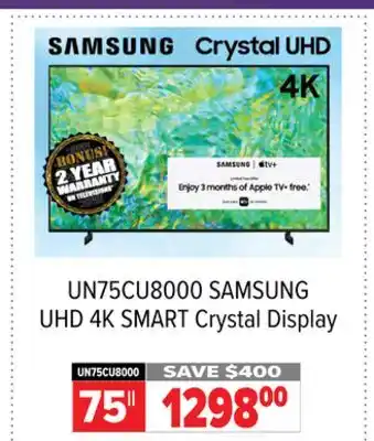 2001 Audio Video Samsung 75 uhd 4k smart crystal display offer