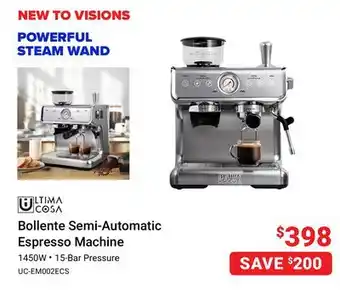 Visions Electronics Ultima cosa bollente semi-automatic espresso machine offer