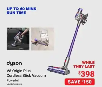 Visions Electronics Dyson v8 origin plus cordless stick vacuum offer