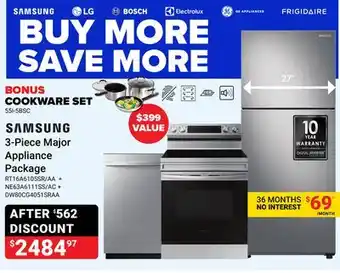 Visions Electronics Samsung 3-piece major appliance package offer