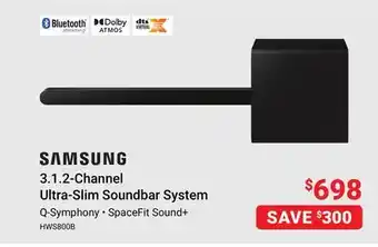 Visions Electronics Samsung 3.1.2-channel ultra-slim soundbar system offer