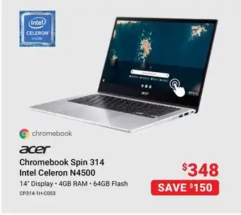 Visions Electronics Acer chromebook spin 314 intel celeron n4500 offer