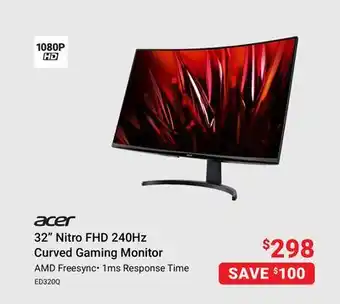 Visions Electronics Acer 32 nitro fhd 240hz curved gaming monitor offer