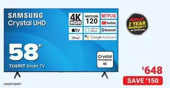 Visions Electronics Samsung crystal uhd 58 tu690t smart tv 58 offer